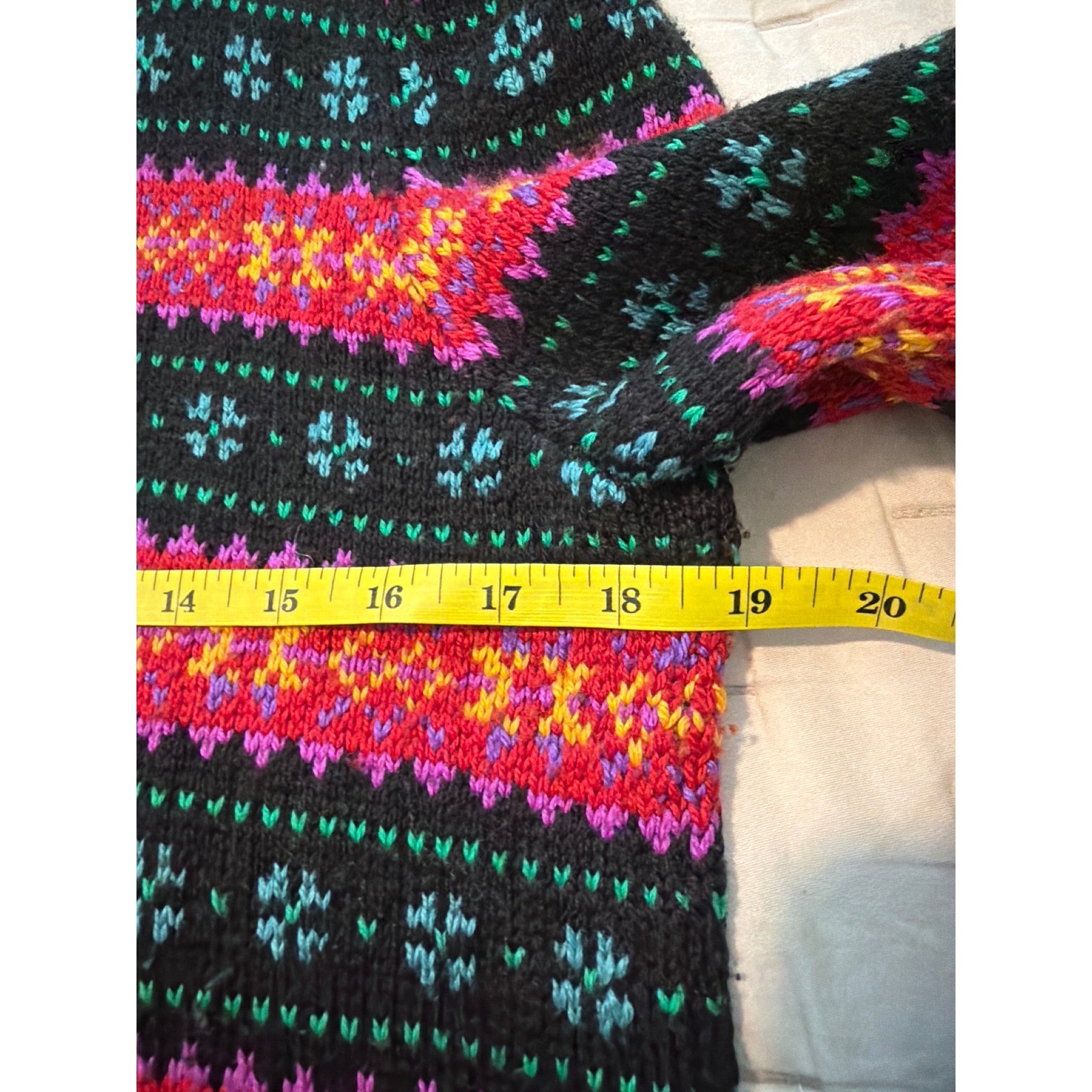 Edina Ronay Hand Knit Silk Wool Sweater England Vintage Black Pink MEDIUM