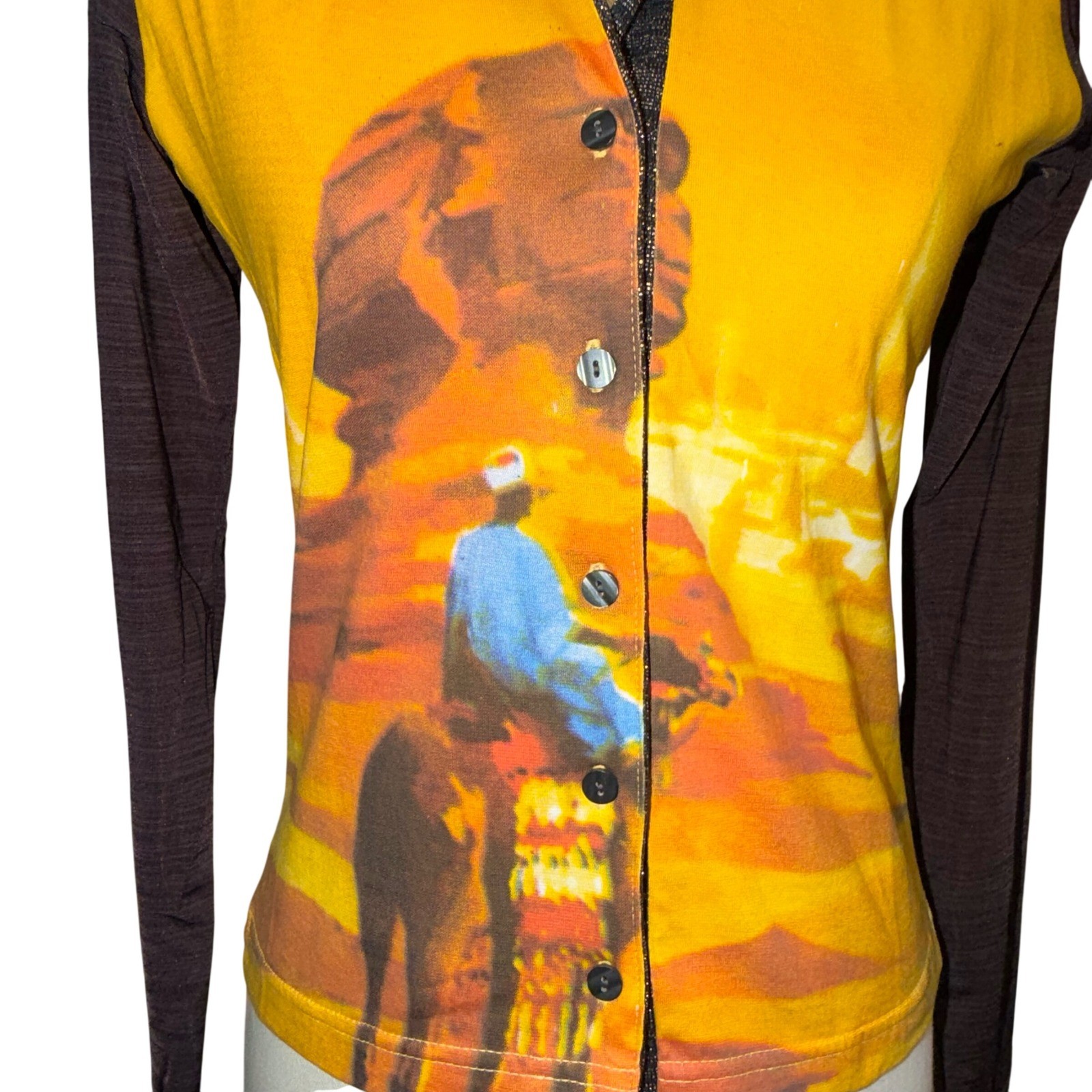 Vintage Custo Barcelona Egypt Sphinx Space Print Top Y2K Deadstock NWT Medium