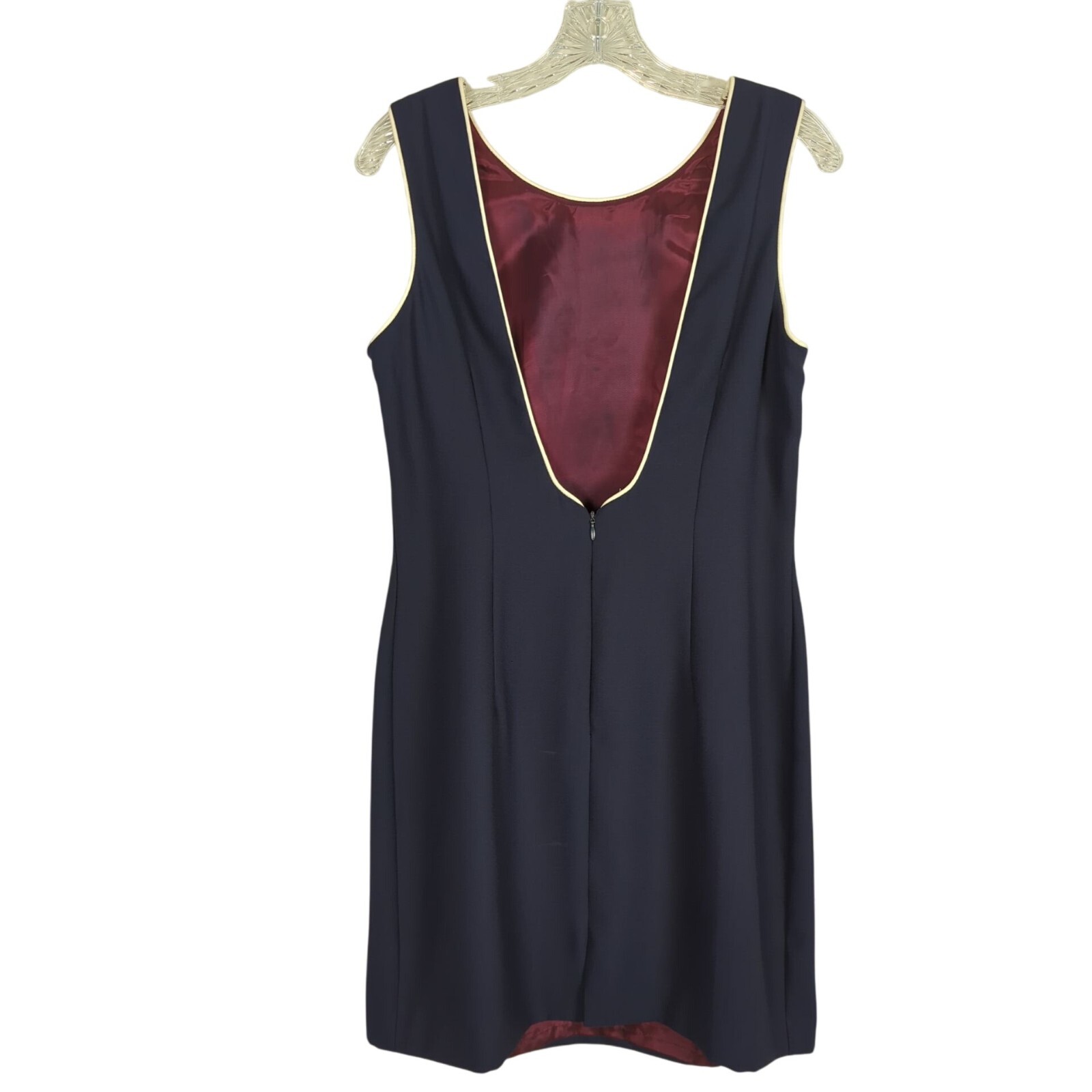 DATIANI Vintage sleeveless open back cocktail elegant navy blue dress sz 12
