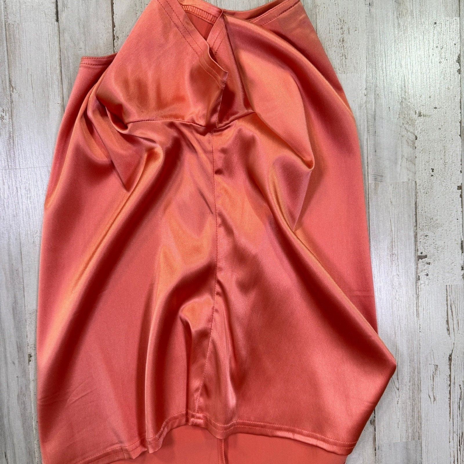 Double D Ranch Top Women Small Peach Silky Short Sleeve Western Vintage 90s