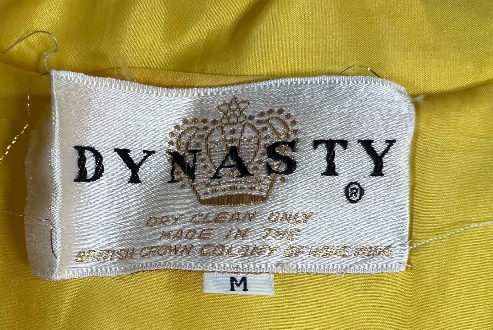 Vintage Dynasty Hong Kong Quilted Housecoat Robe Medium (Petite) Yellow Silk