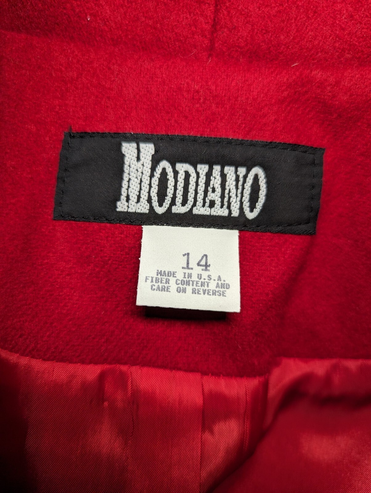 New MODIANO 1980s Solid Red Blazer Jacket 100% WOOL Business Size 14 Women&rsquo;s