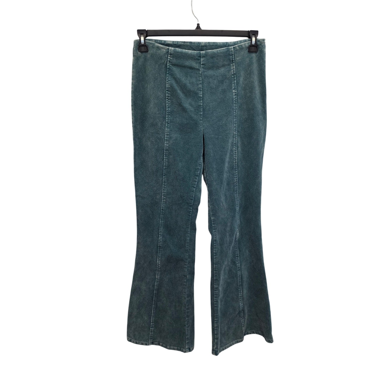 Mystree Corduroy Bell Bottom Pants Women Large Green Side Zip Boho Retro Flare