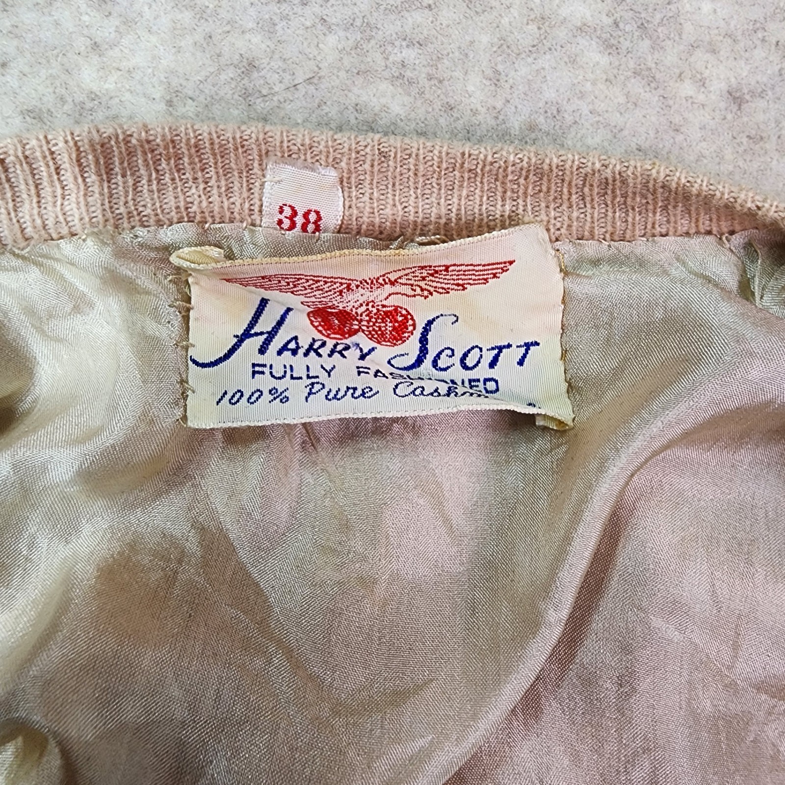 Vintage Floral Beaded Cashmere Cardigan Lined Pearlized Buttons Size 38 Gorgeous