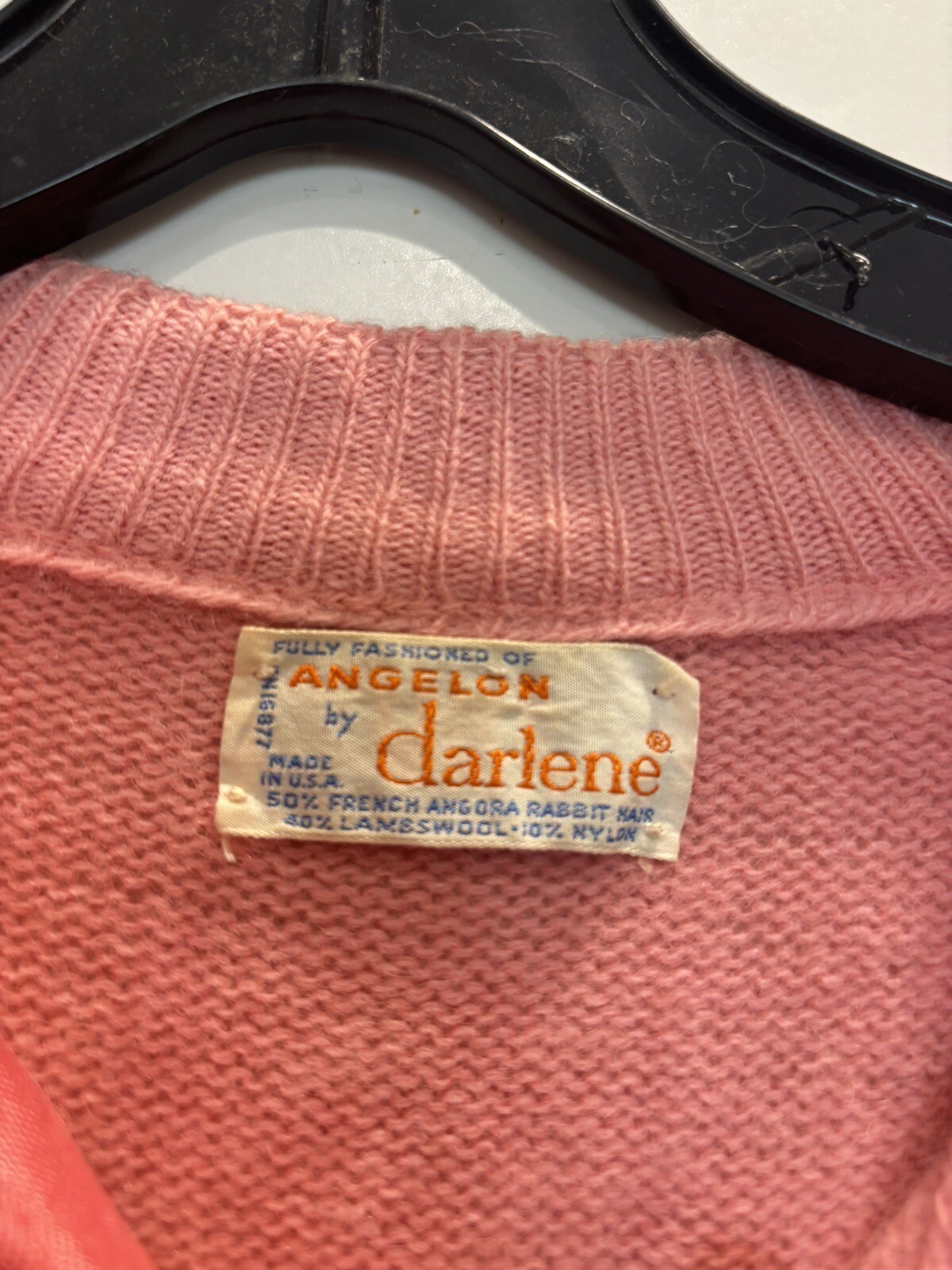 VINTAGE ANGELON BY DARLENE PINK BUTTON UP CARDIGAN MADE IN USA 17.5  » PTP