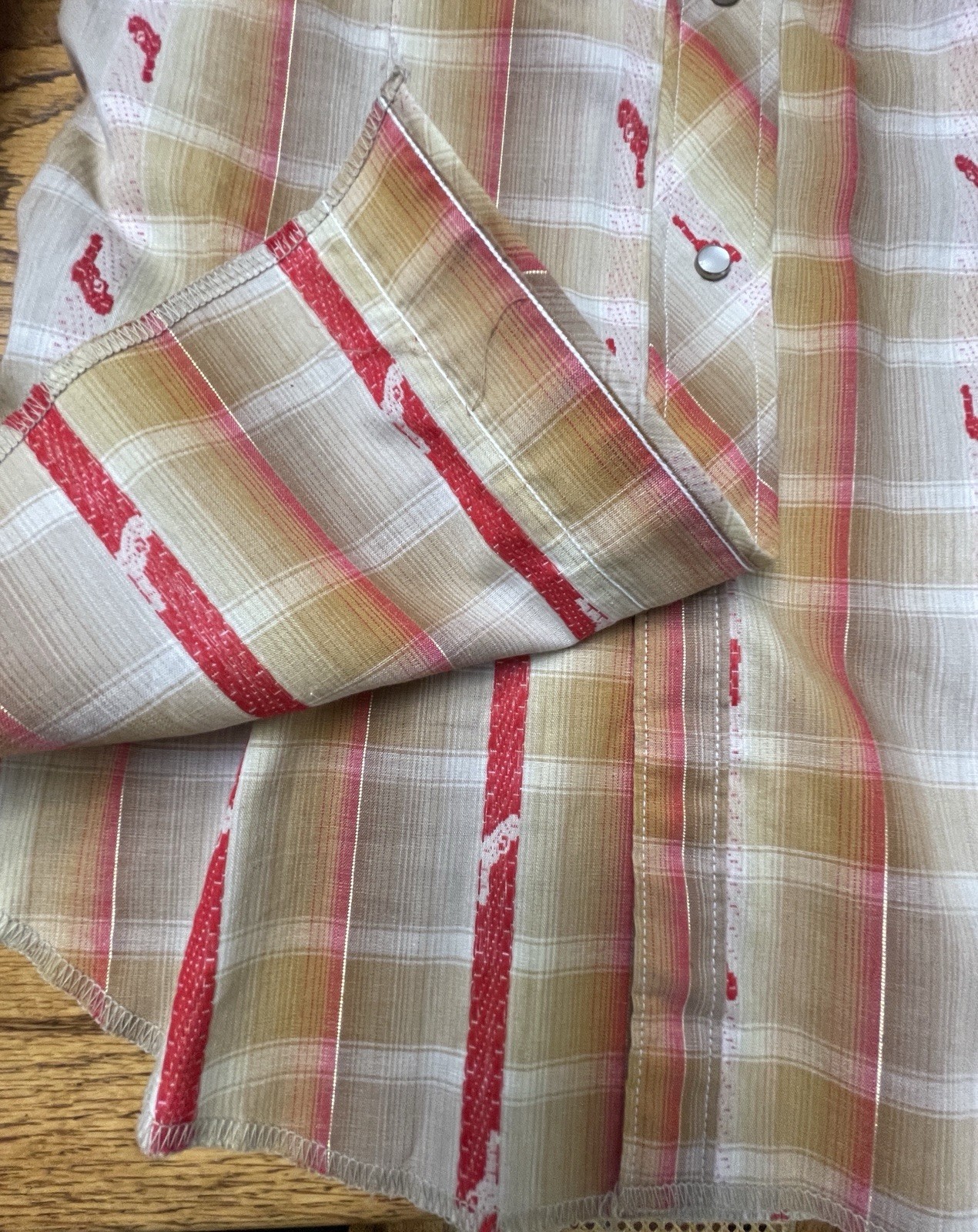 Vintage TEM TEX Western Pearl Snap Plaid Shirt Women Ladies 1960’s 70’s