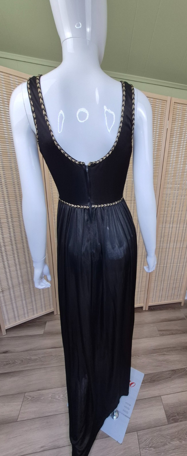 RARE VTG 70s Disco Karida Sheer Black Dress Long Studio 54 Glamour Small Sz 4-6