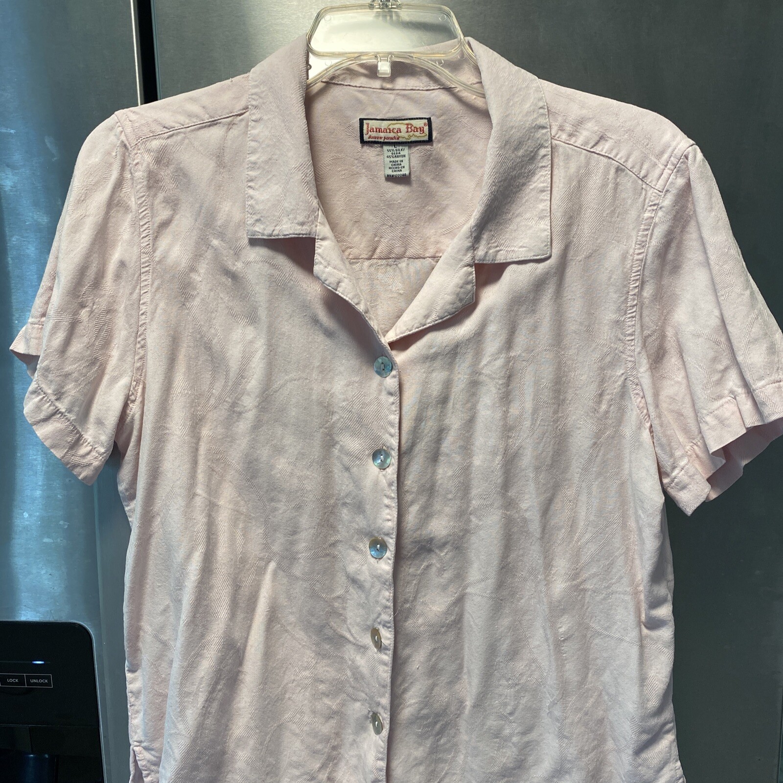 JAMAICA BAY WOMENS SHORT SLEEVE TOP SILK BLEND SZ LARGE