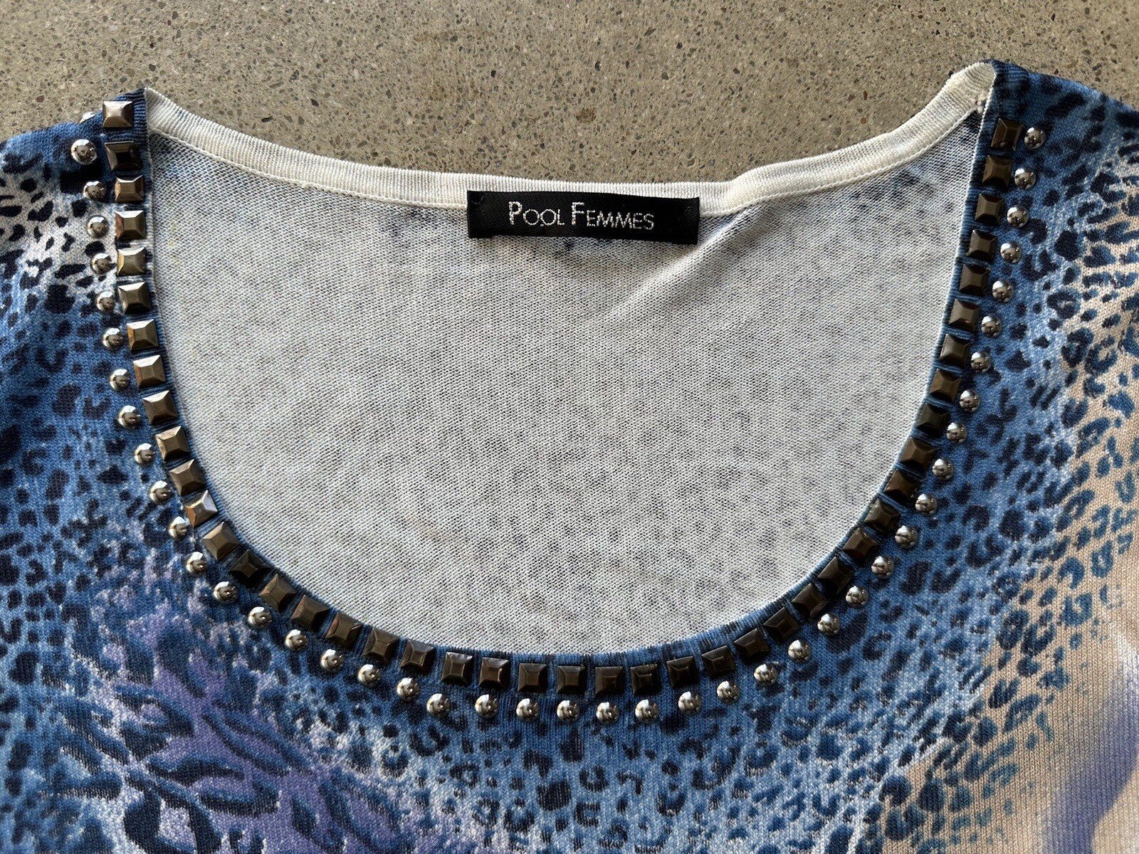 Vintage Pool Femmes Rayon & Nylon Blend Abstract Animal Print Top Size M