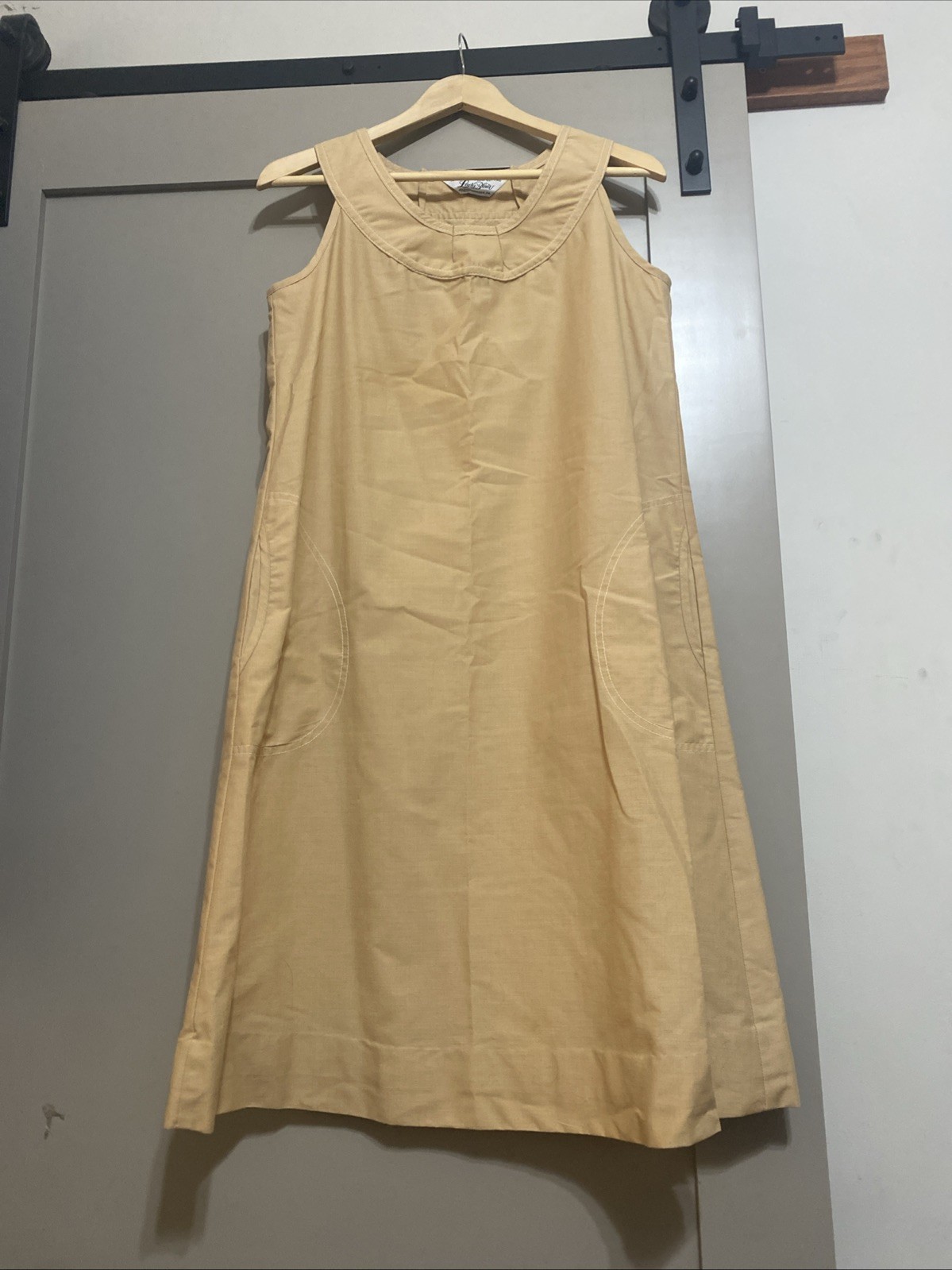 Vintage 70s 80s Lady Blair A-Line Shift Dress Beige Large Pockets NPC Warren PA
