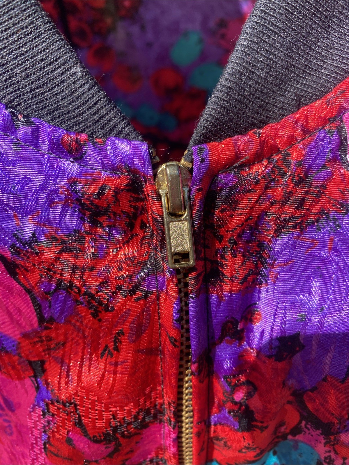 Vintage Polyester Maygene Floral Zip Up Windbreaker Jacket Size M