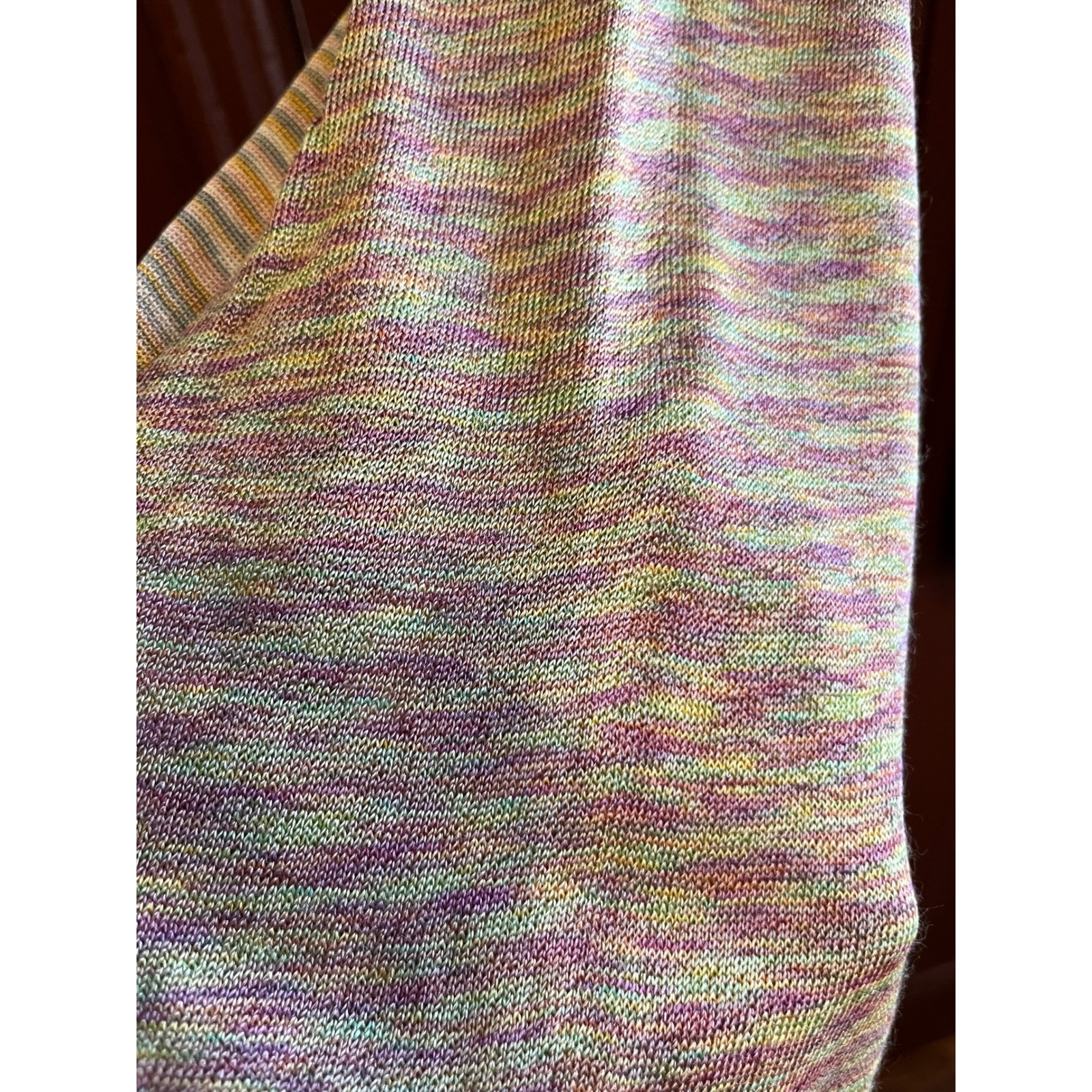 Vintage Missoni 100% Silk Knit 2 Piece Set Pants Top Orange Lilac Multi Italy