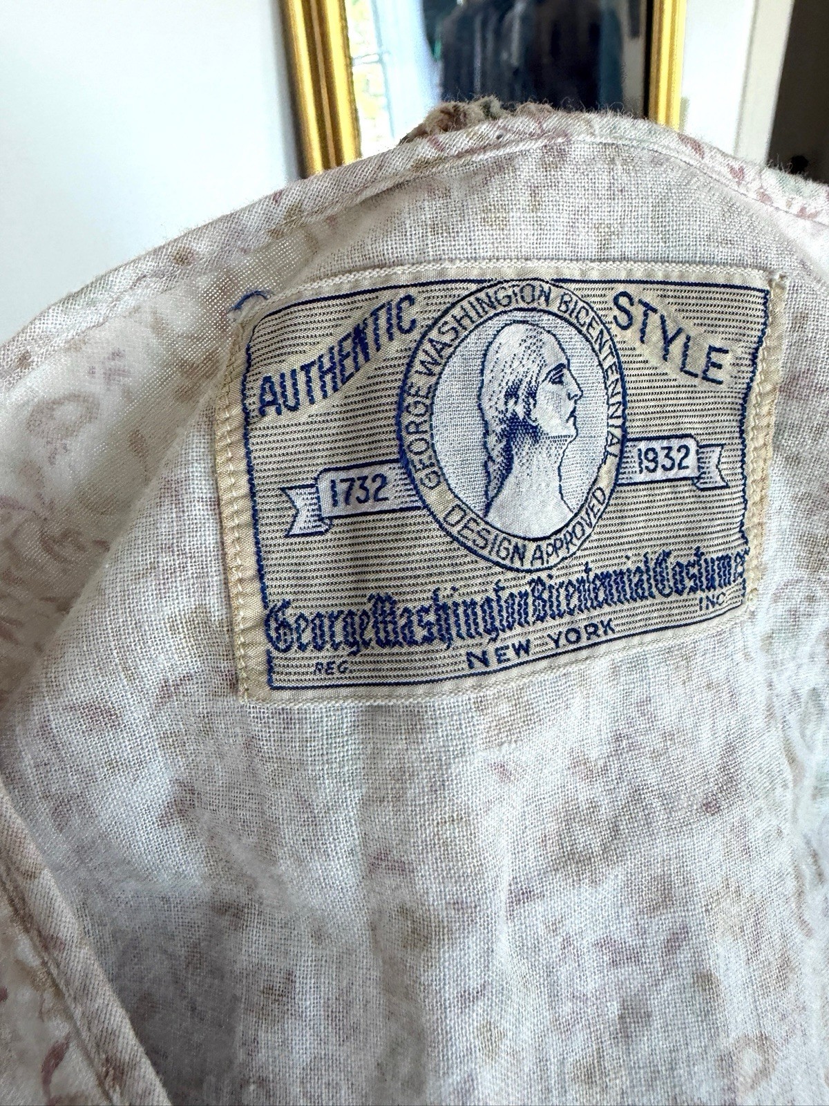 Antique 1932 George Washington Bicentennial Floral Cotton Colonial Costume Dress