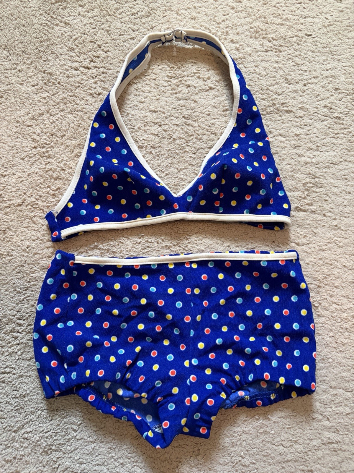 True Vintage Hippie Polka Dot Bikini JC Penney swimsuit 60s 70s Size Small