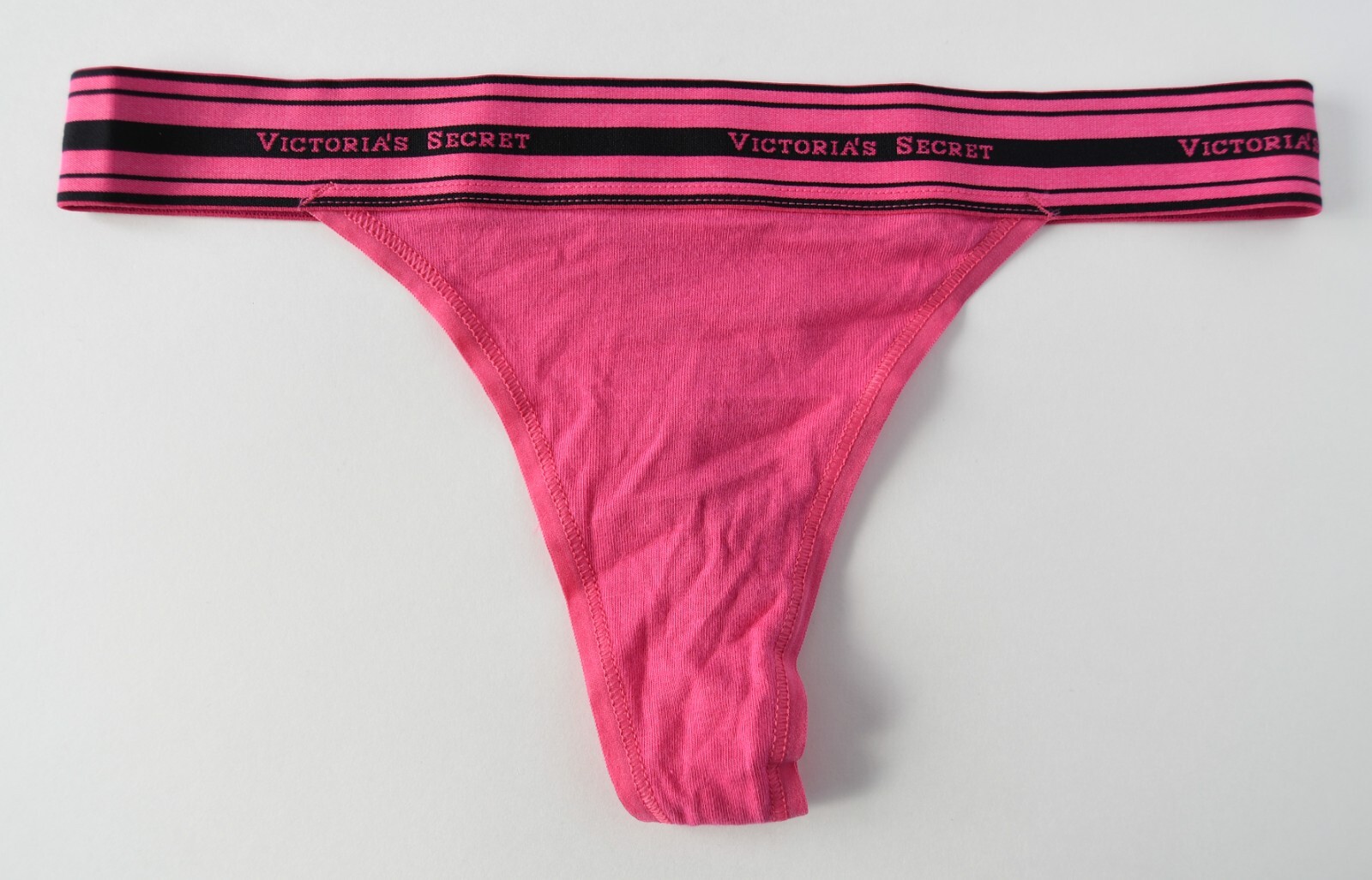 1 VTG Victoria&rsquo;s Secret 2010s Thick Logo Cotton V-String Thong Panty SMALL