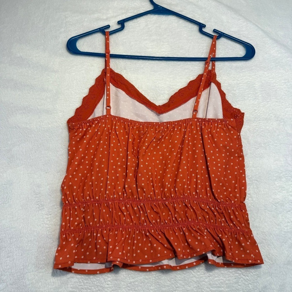 Ten Sixty Sherman S Orange Lace Trim Peplum Cami Boho Top