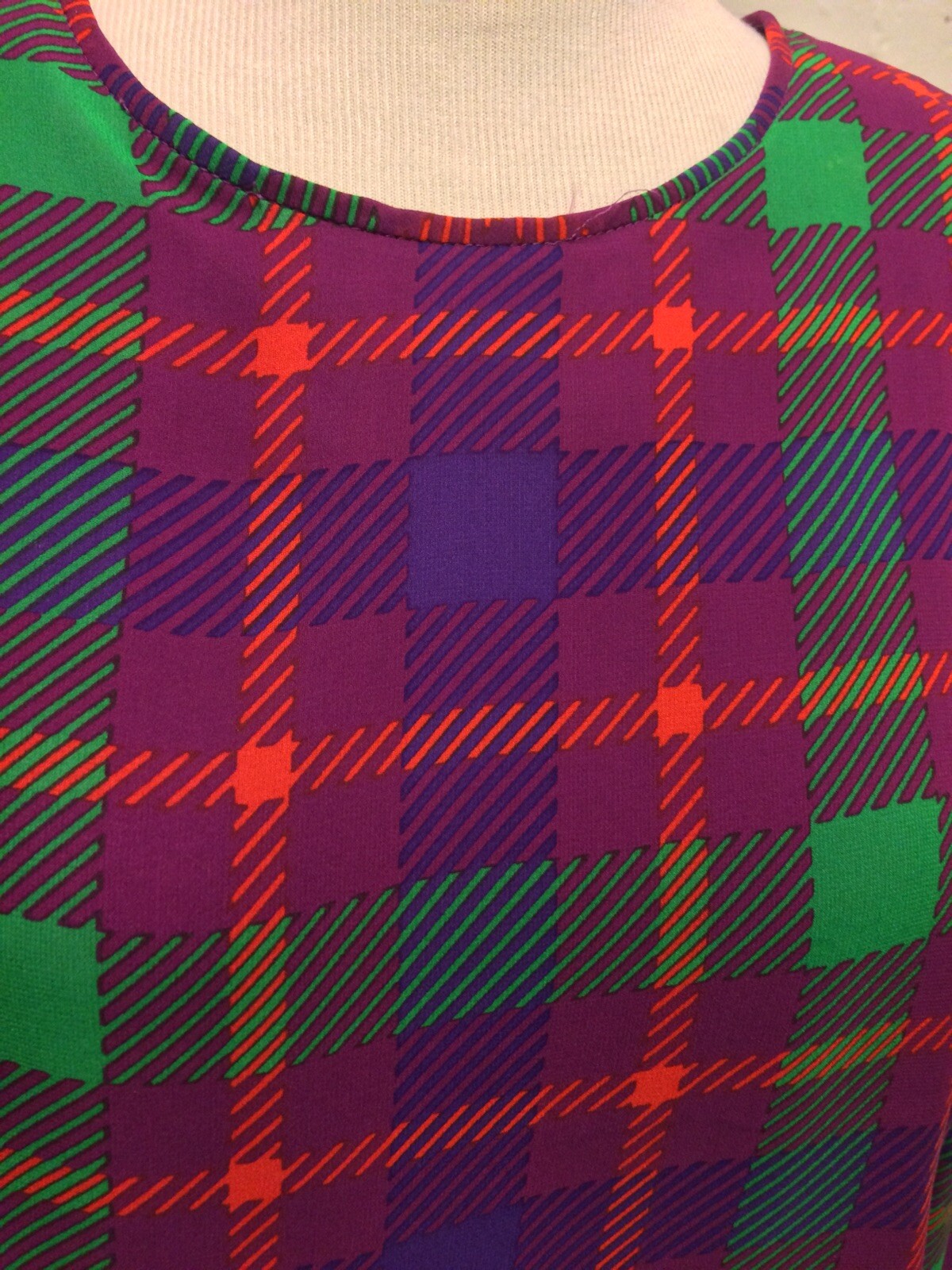 William Pearson Vtg 80s Silk Blouson Dress Pink Plaid 10-12 Secretary Office