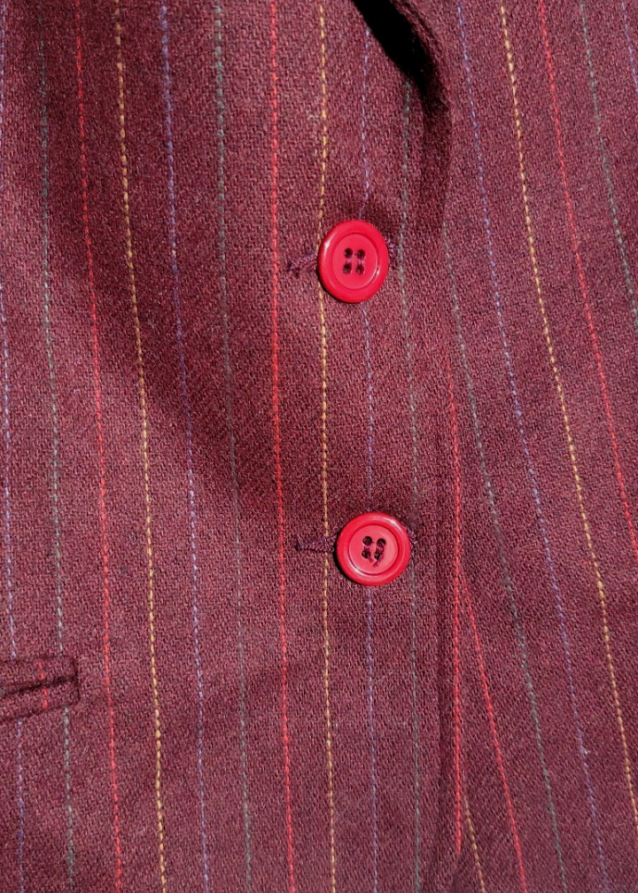 70s VTG Tailored Burgundy Pinstripe Blazer Jacket Wool Lined Pockets M Boss Lady