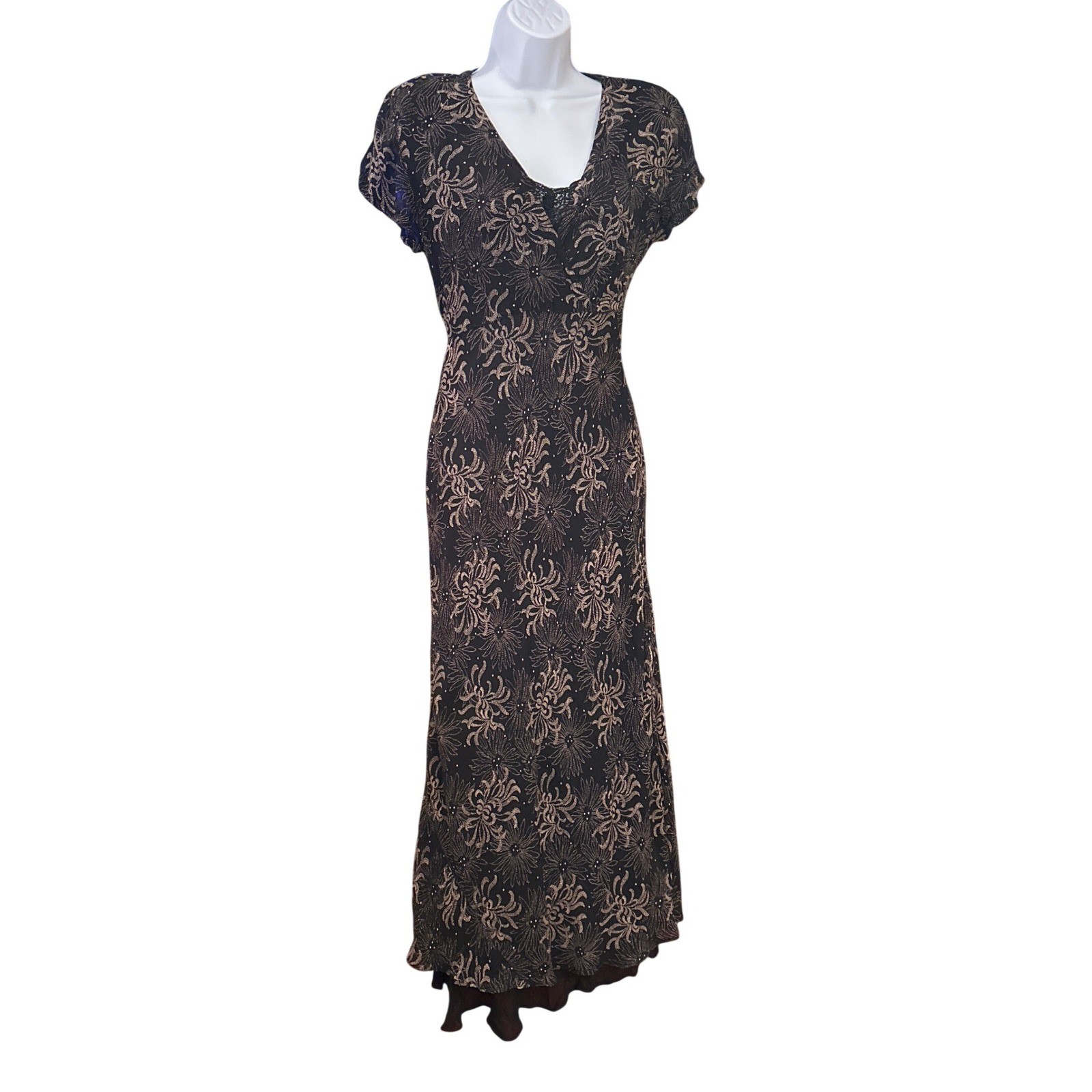 Vintage Nostalgia Maxi Dress Whimsigoth Grunge Fairycore Dark Floral Rayon Small