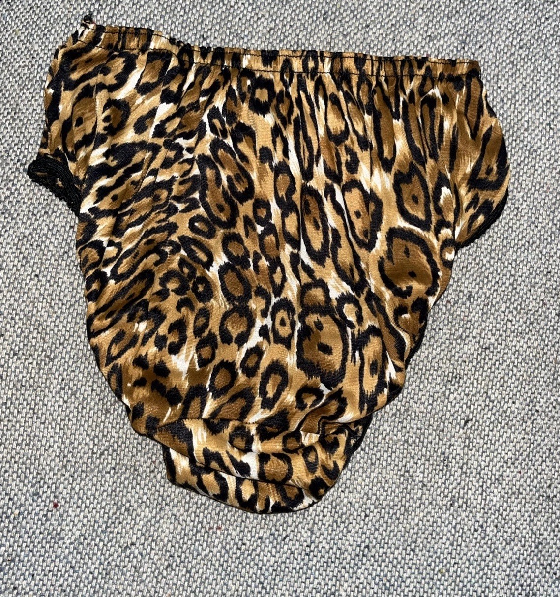 Vintage 60s Nylon Retro Leopard Pattern Print Bikini Sheer Silky Panties Sissy S