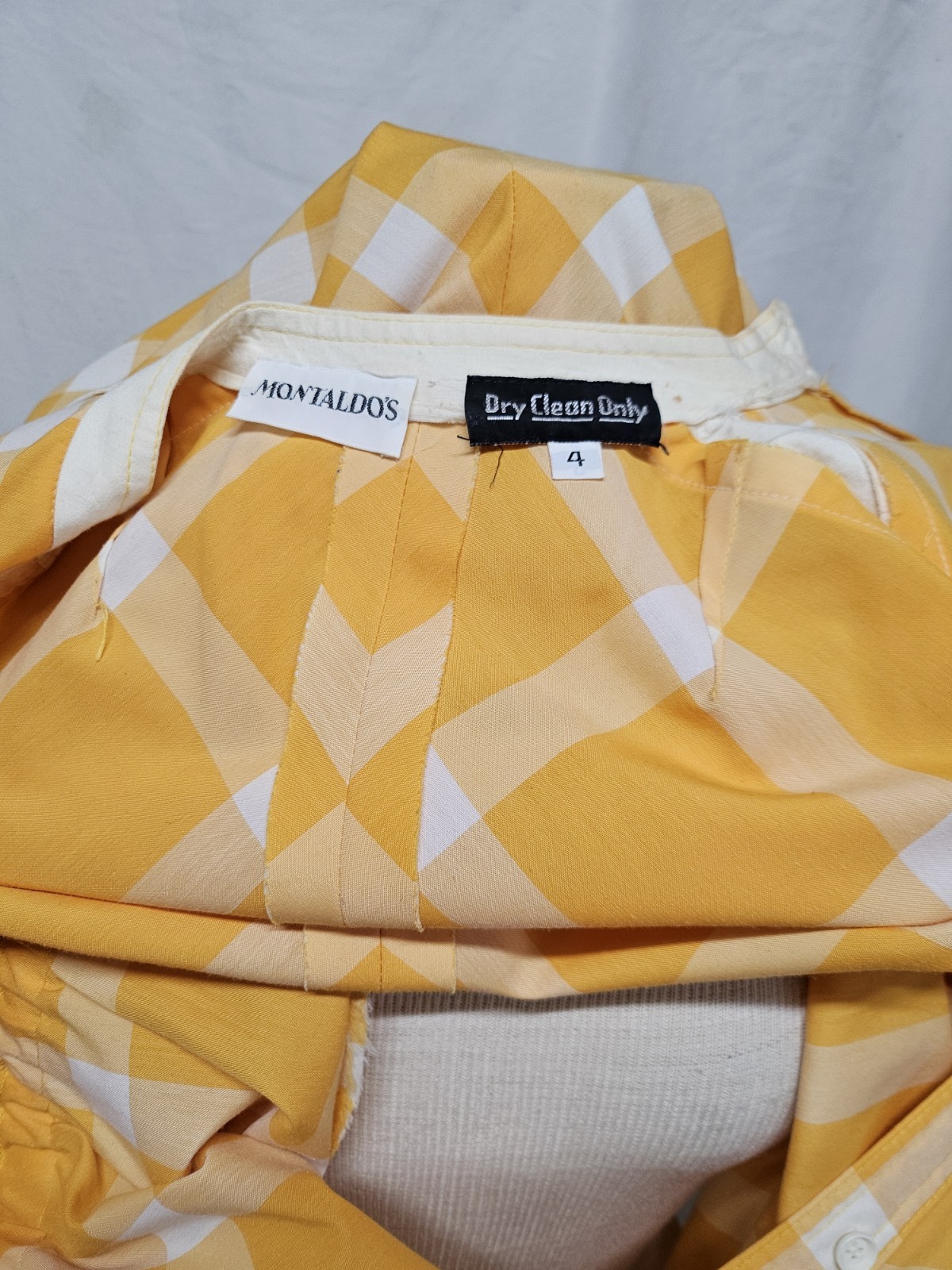 Vintage 1950’s Yellow Gingham Adorable Cotton Tea Dress By Montaldos Size 4