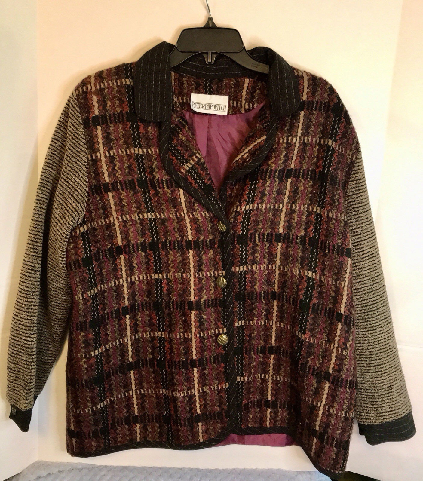 vintage 1990s Peter Popovitch Women’s plaid wool blazer