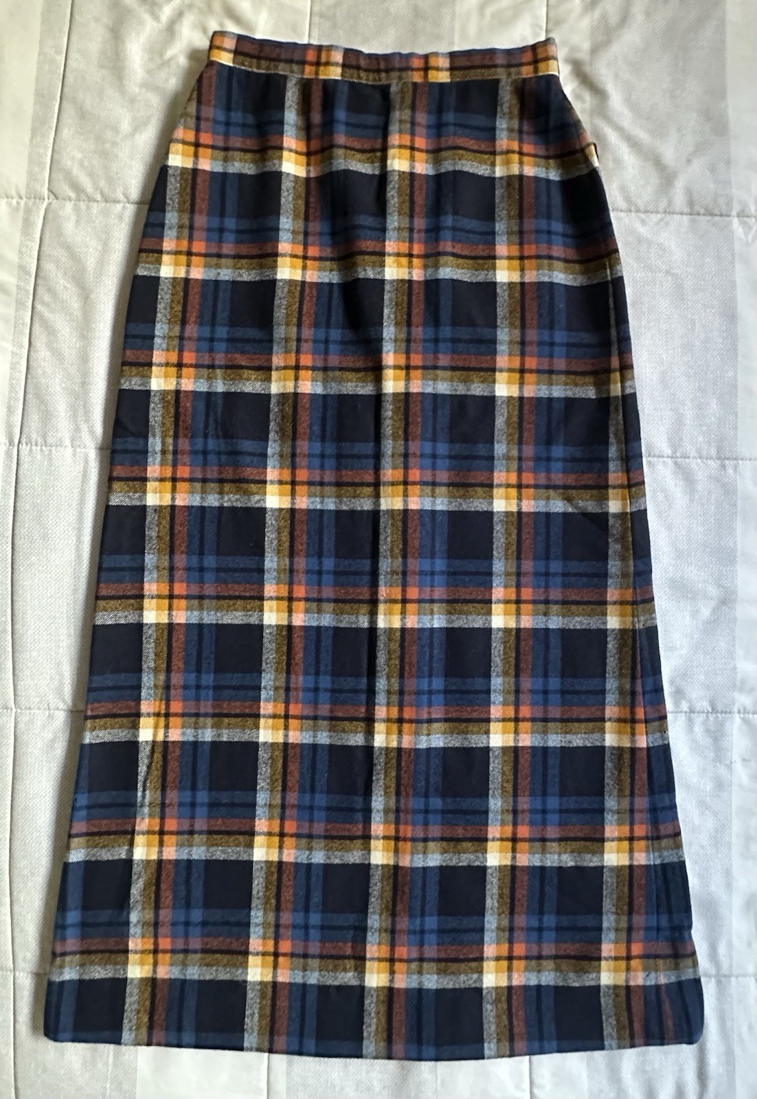 VTG Pendleton Knockabouts 100% Wool Plaid Maxi Skirt Size 14 Button Front READ