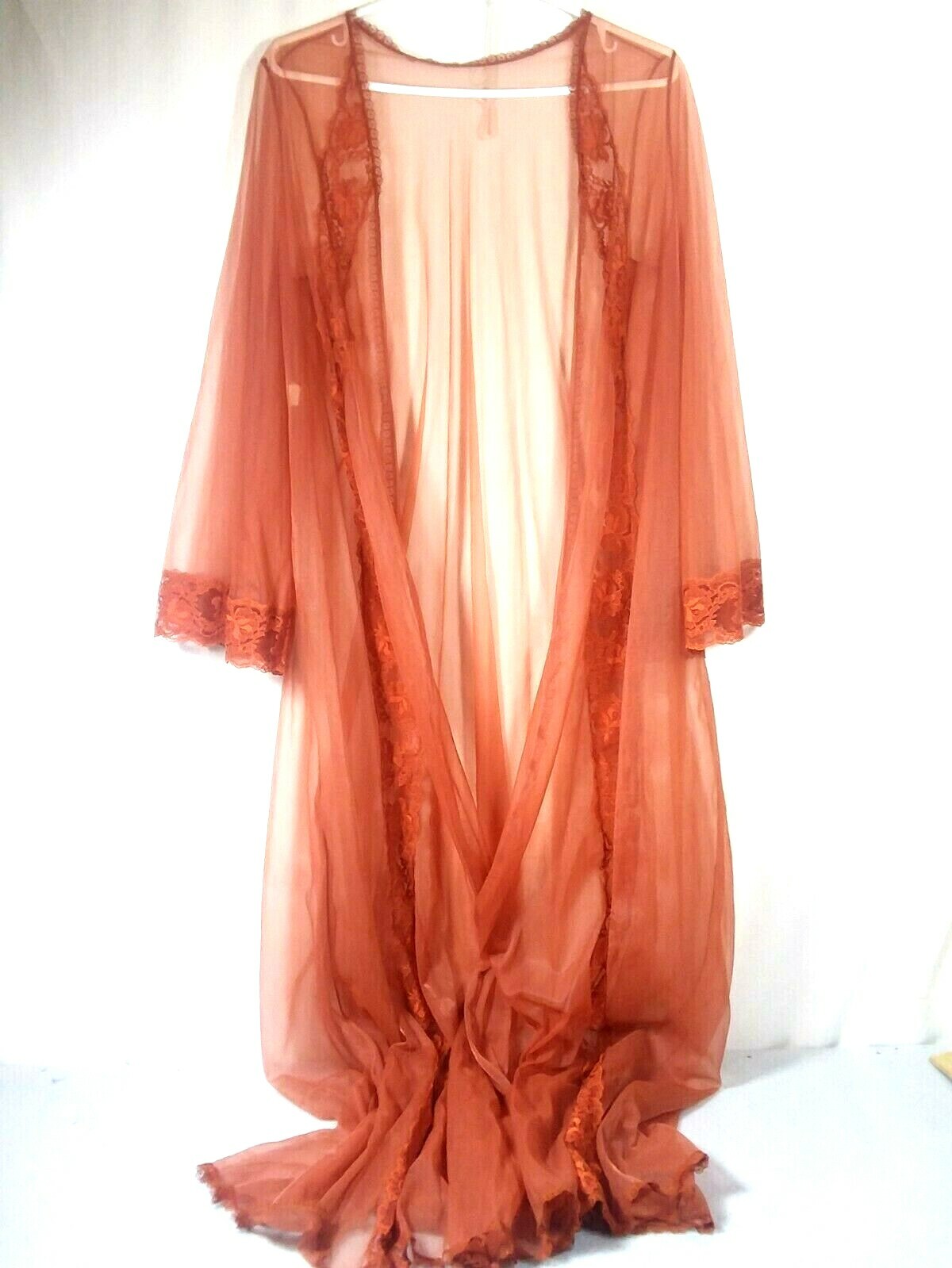 Vintage Jenelle of California Sheer Robe Womens S Lace Nightie Cov 9.19 BC