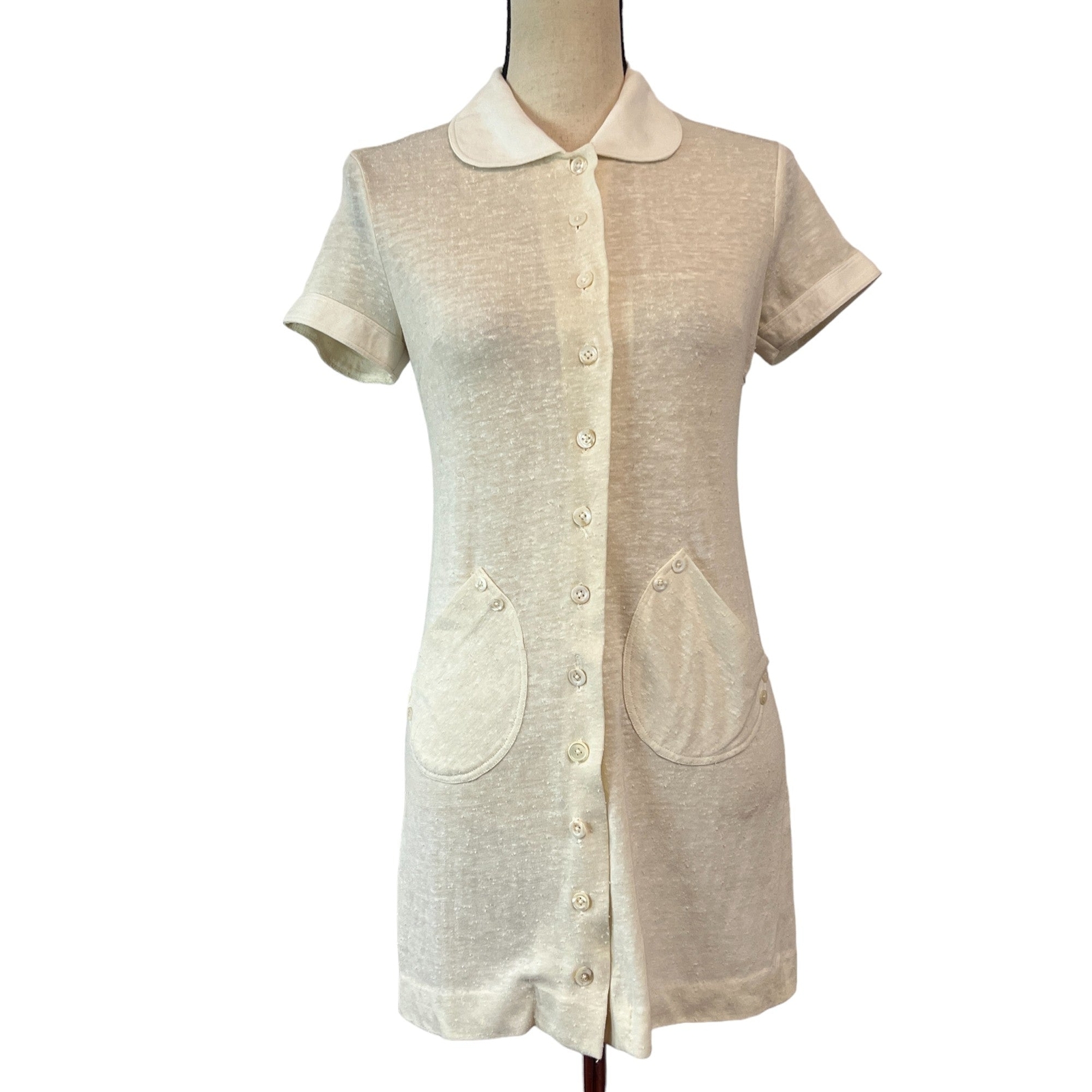 Vintage Gel Bien Ivory Tweed Swim Cover Dress Size Medium