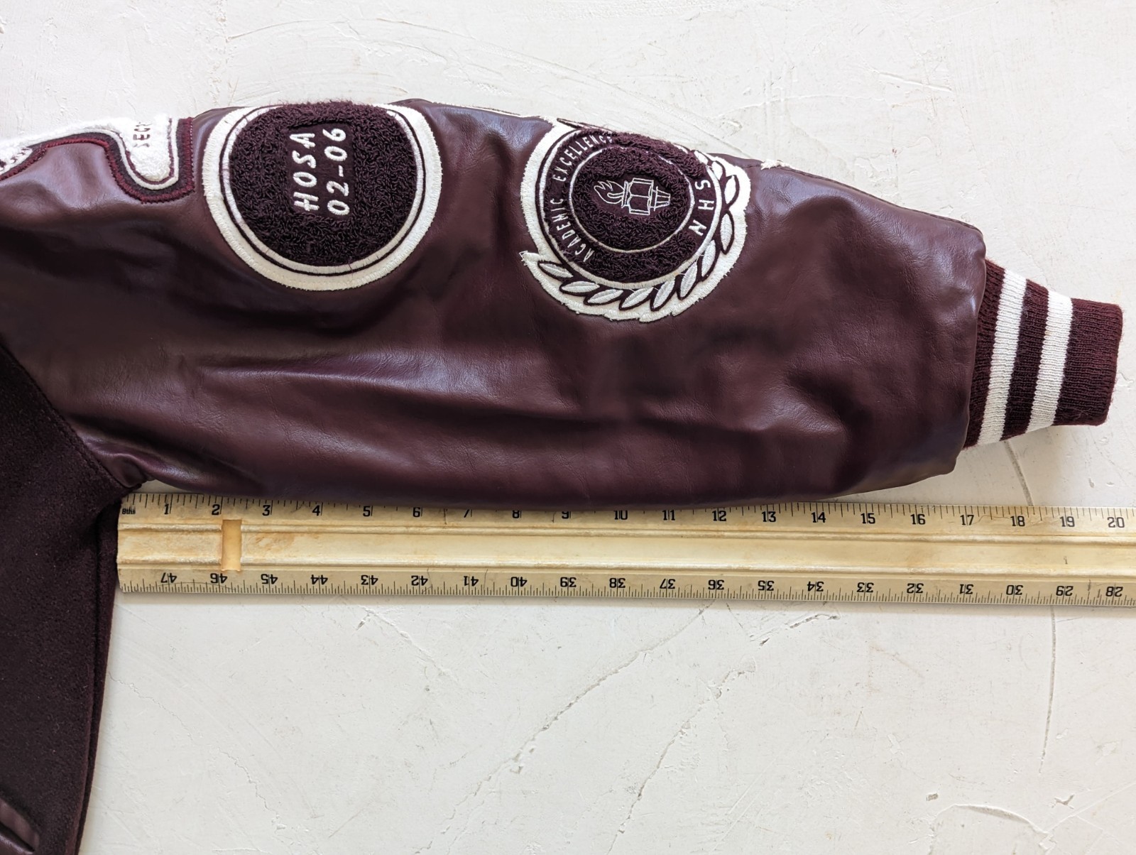 DeLONG Planoettes PSHS Varsity Jacket Maroon Wool Small Plano Senior High School