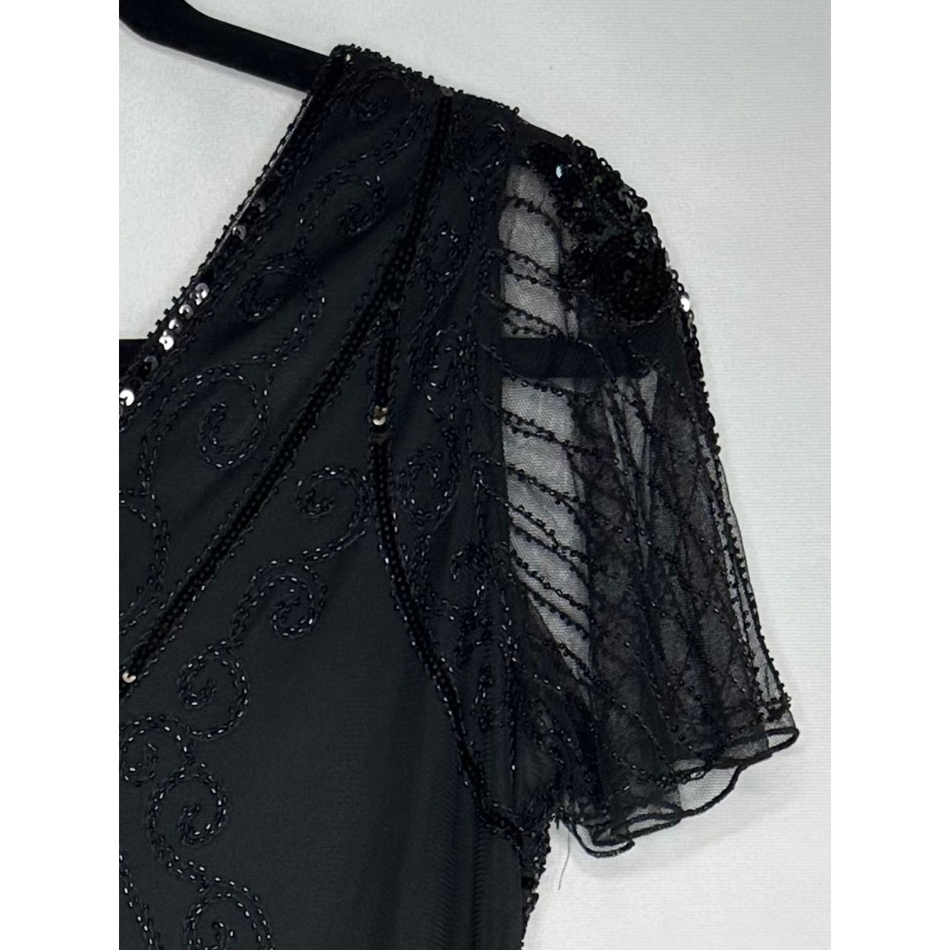 Pretty Guide Retro Dress Black Sequins Fringe V-neck Great Gatsby Sz 3 XL