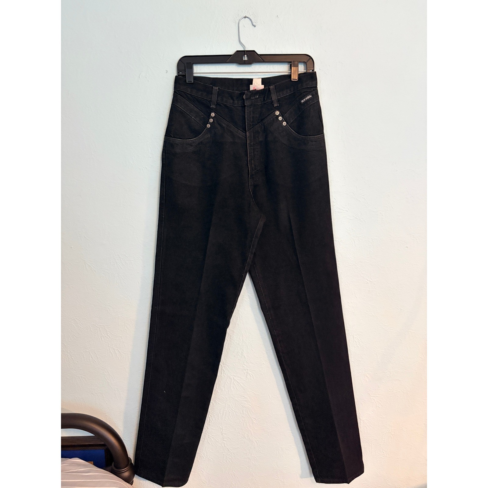 Rockies Black Western Jeans Womens Size 32/13 w/36&Prime; inseam High Rise Vintage