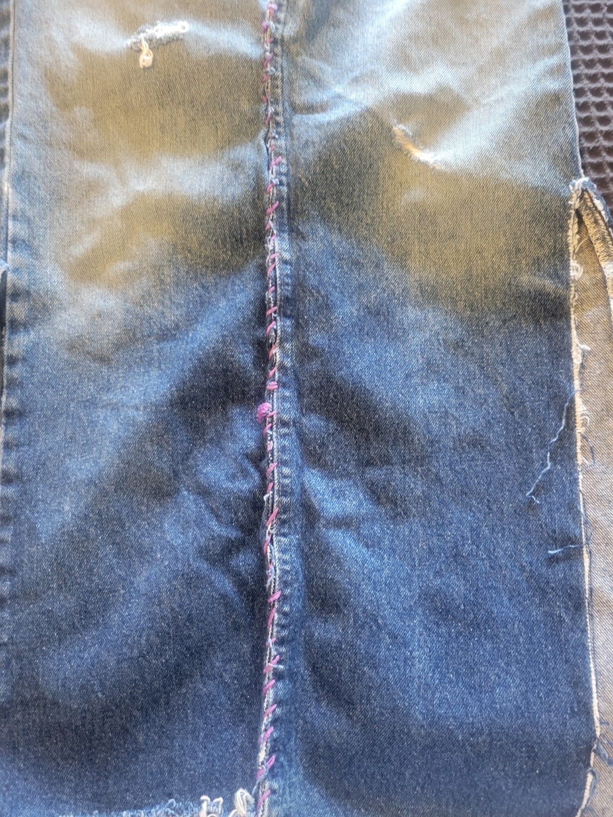VINTAGE 1970S LEE DENIM HANDMADE MAXI SKIRT WAIST Size 32 USA MADE Hippie Boho