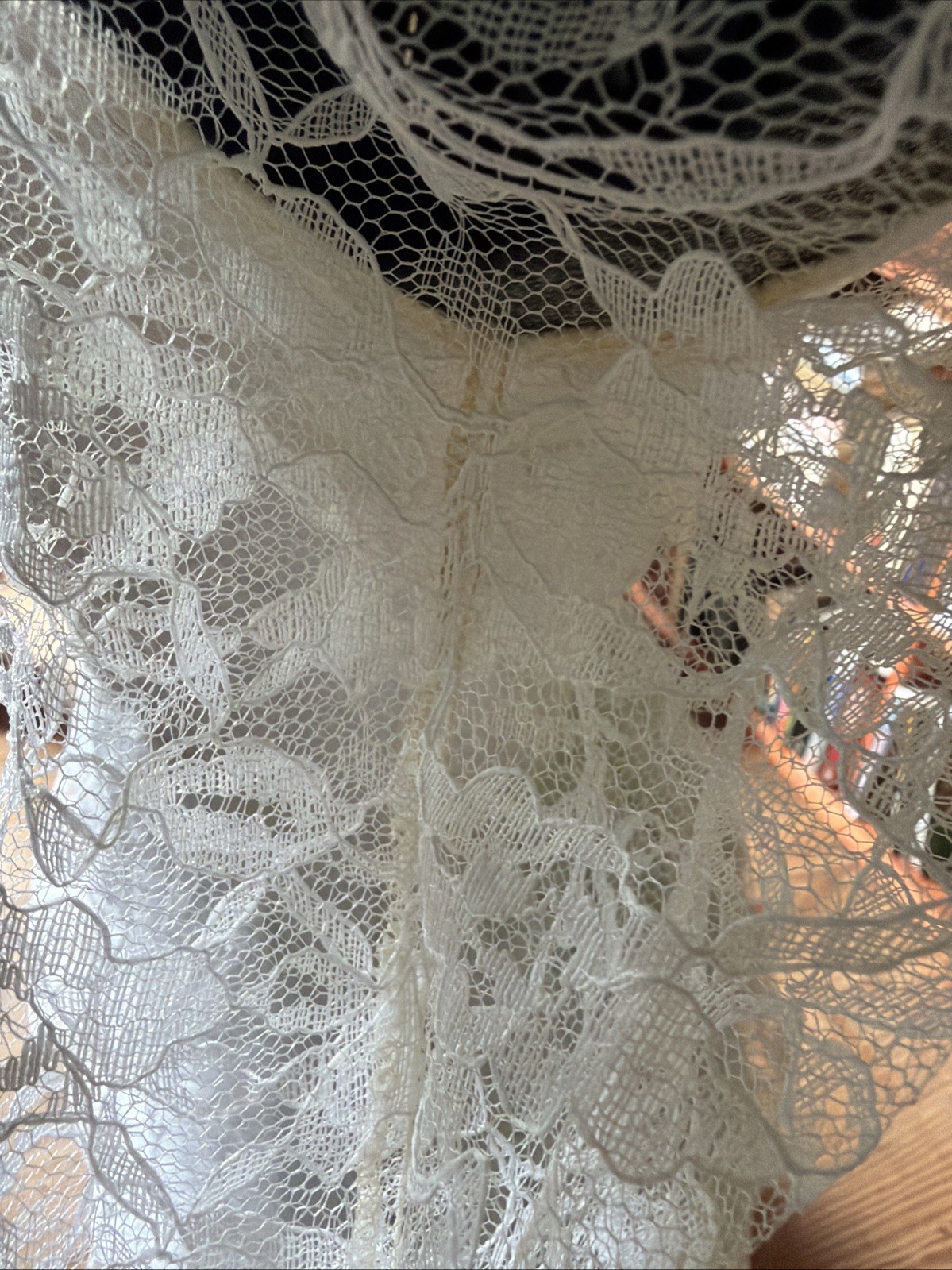 Bridallure Alfred Angelo Vintage Wedding Dress, Lace, Ruffled Tiered Long Sleeve