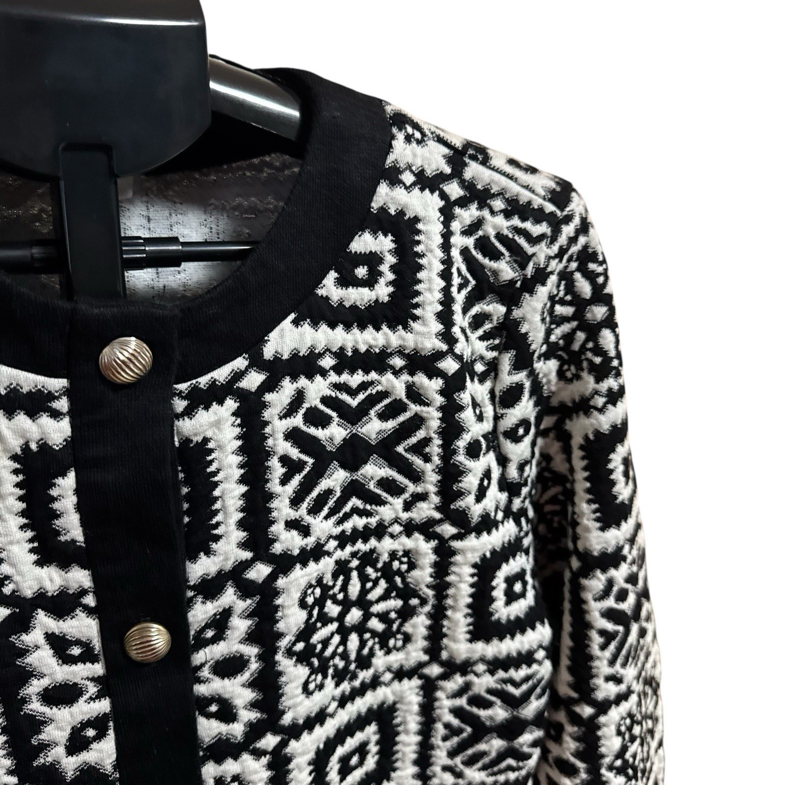 Vintage Stuart Alan Womens Jacket Cardigan Size 14 Black White Textured