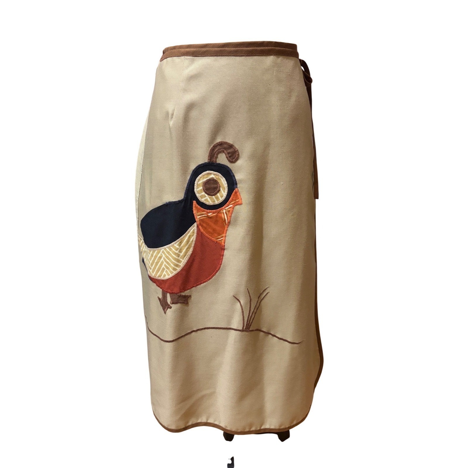 RARE Alfredo&rsquo;s Wife VTG Wrap Skirt Appliqué Bird Mice Folk Art Boho Cottagecore