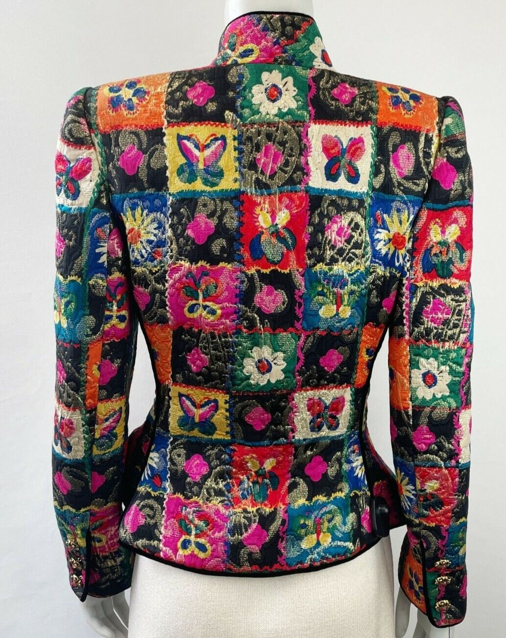 EMANUEL UNGARO Vintage 6 Butterfly Jacket Embroidered Buttons 1990&rsquo;s Small Rare
