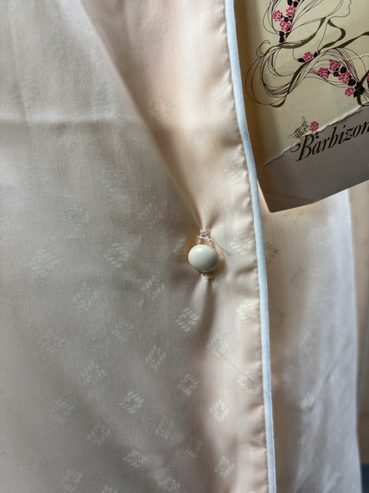 NWT Vintage Barbizon Batiste Lightweight Pajama Shirt Peach Made in USA Sz 42