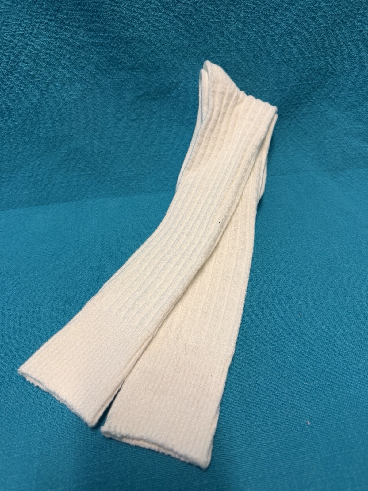 VTG Socks Hosiery 80&rsquo;s Cable Knit NOS 9-11 White USA Stocking School Girl 21&Prime;.