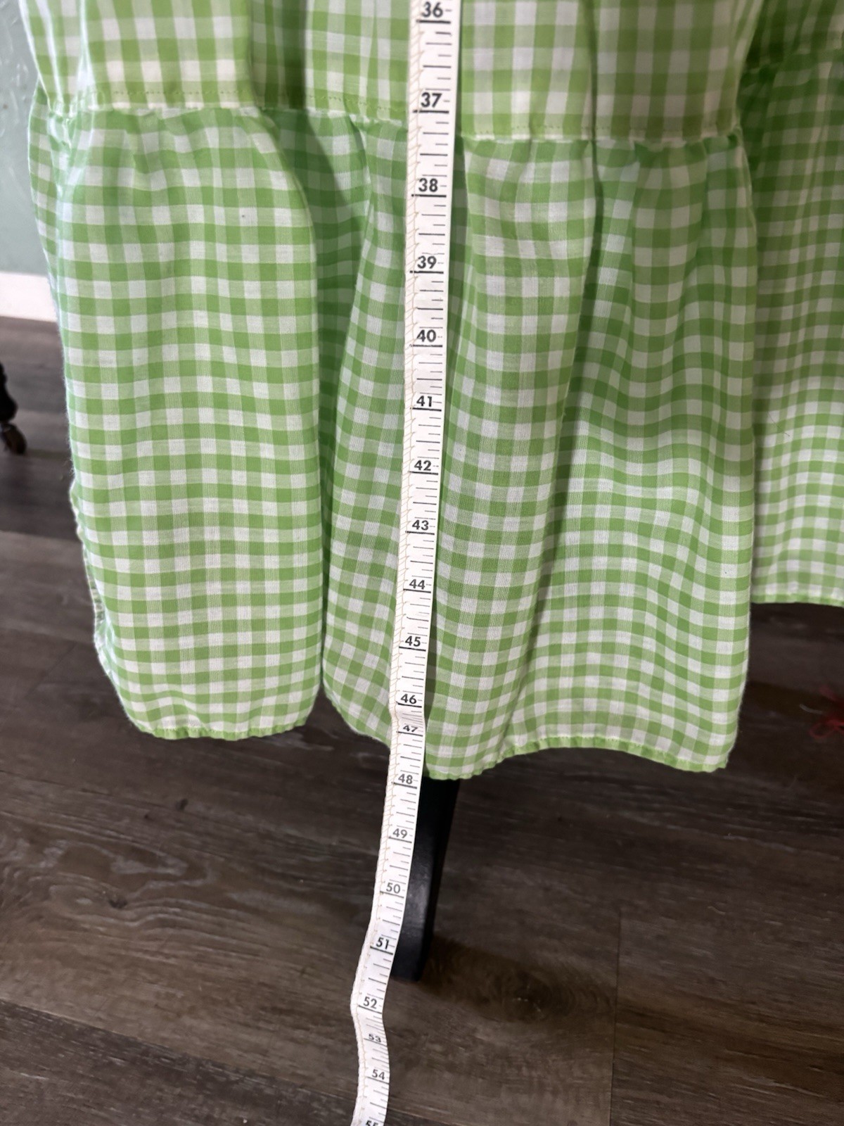 Vintage Cottagecore Light Green Gingham Prairie Dress Ruffle Sleeve Maxi