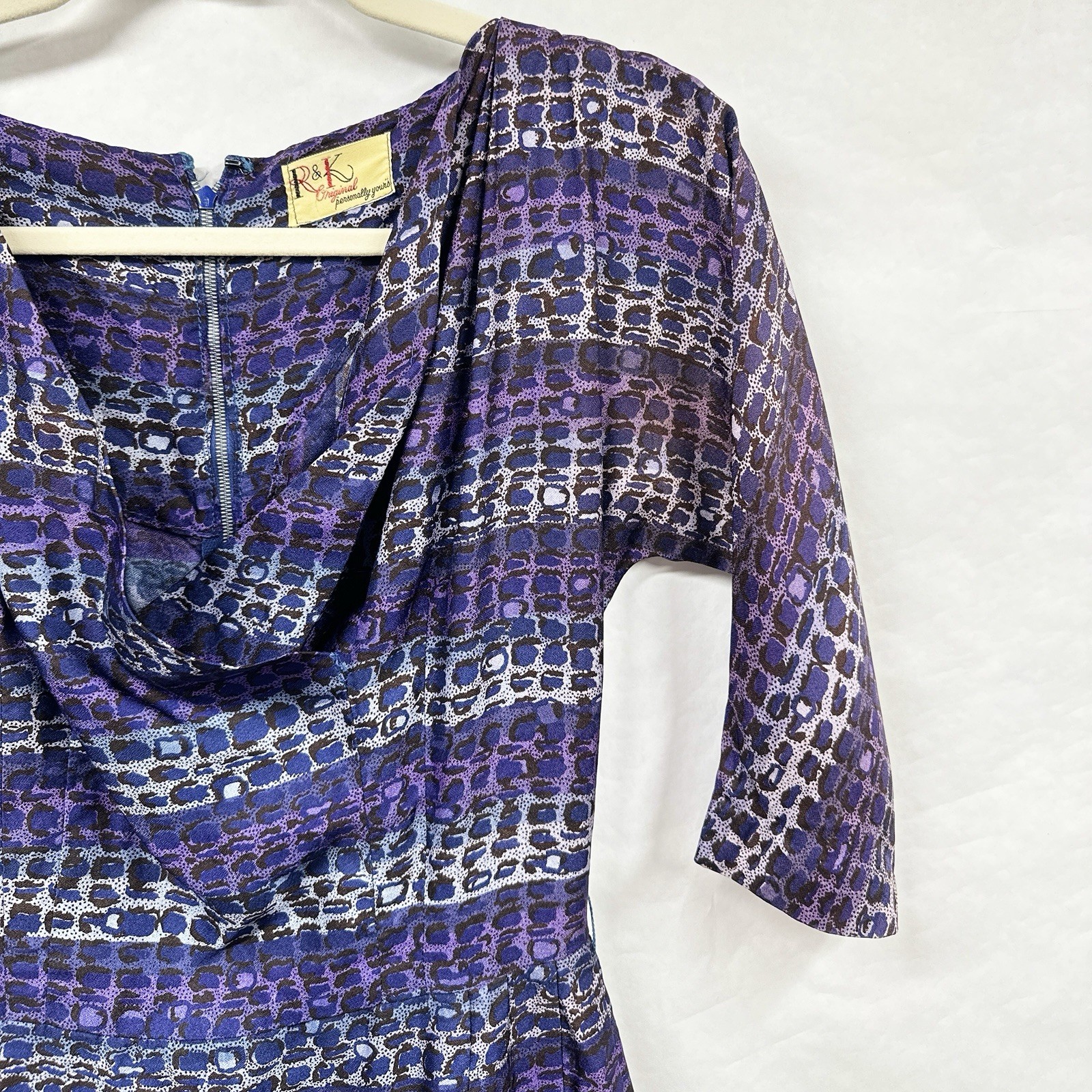 Vintage 60s Shirtwaist Dress Small Purple Abstract Stripped R&K Originals