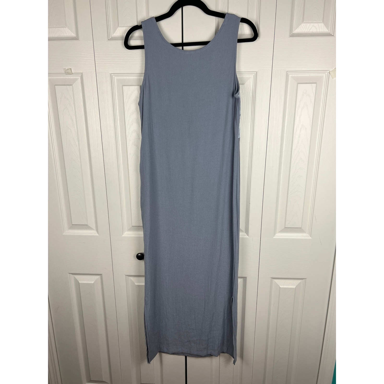 Jessica Howard Vintage Maxi Dress Gown 90s Minimalist Metallic Silver Gray XS/S