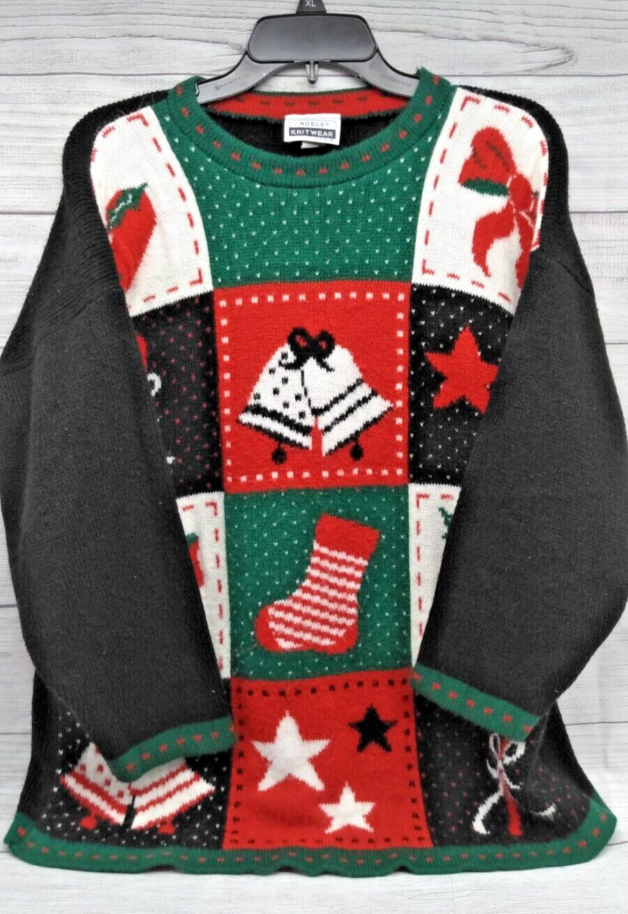 Vintage Adele Knitwear Christmas Holiday Sweater Women&rsquo;s Size Large – USA Made
