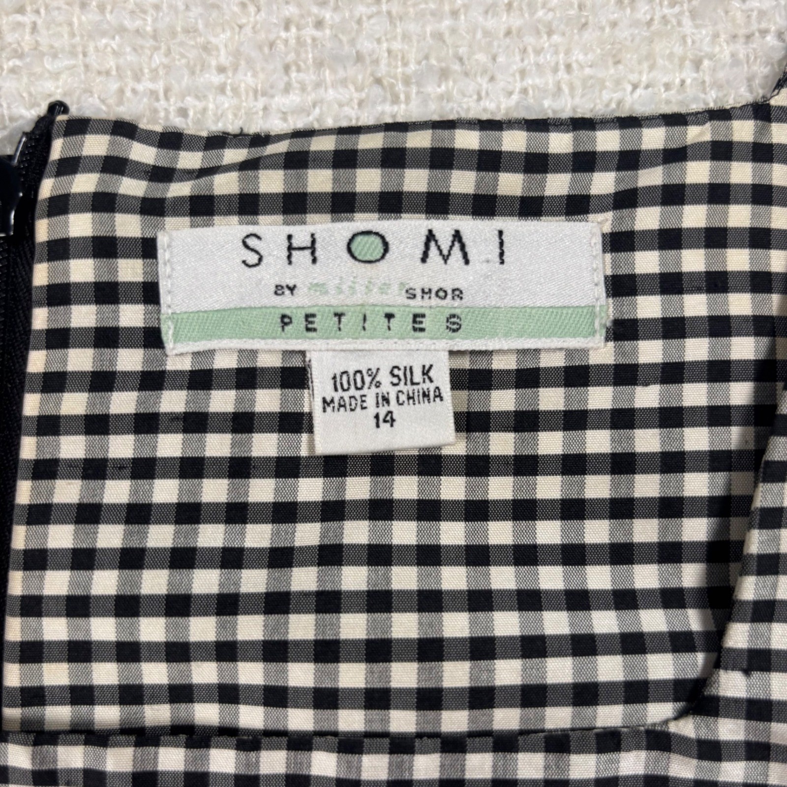 vintage 90s silk dress black white gingham cocktail elegant coquette chic modest