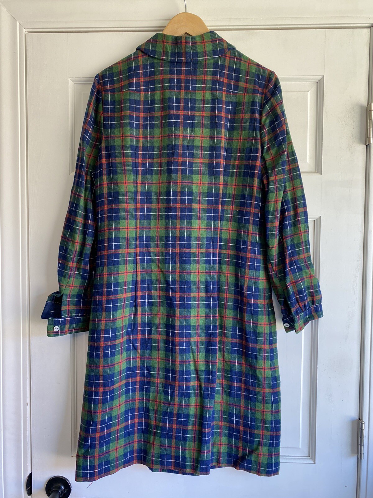 J61 Vintage Pendleton Wool Belted Dress Tartan Plaid Button Front Red Green 16