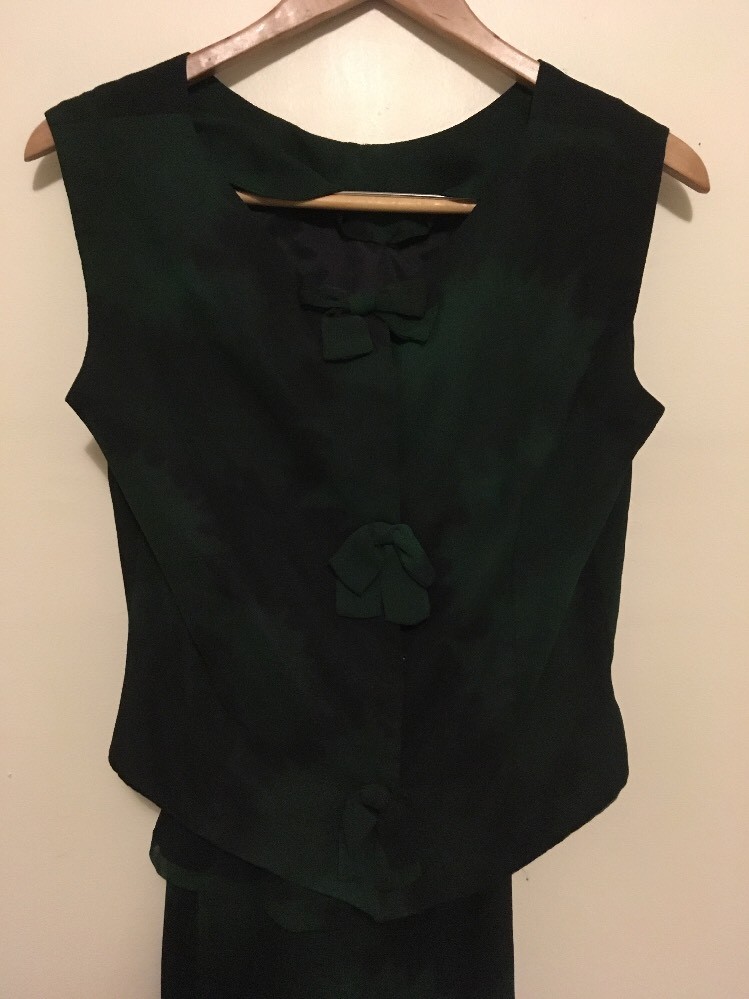 Green And Black 2 Pieces Dress Evening Wear Vintage 1980s Custom