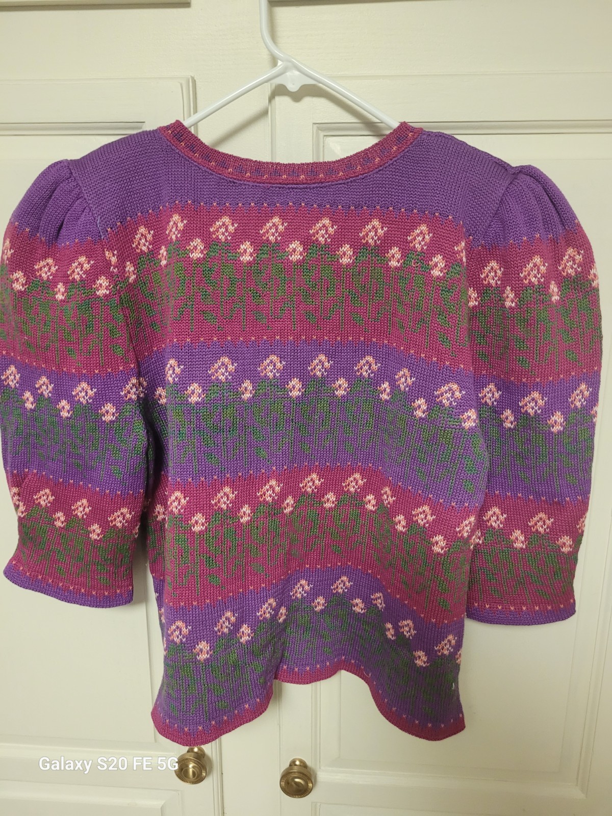 vintage NWT Cottagecore Cullinane 100% Cotton Pink and Purple Floral Cardigan