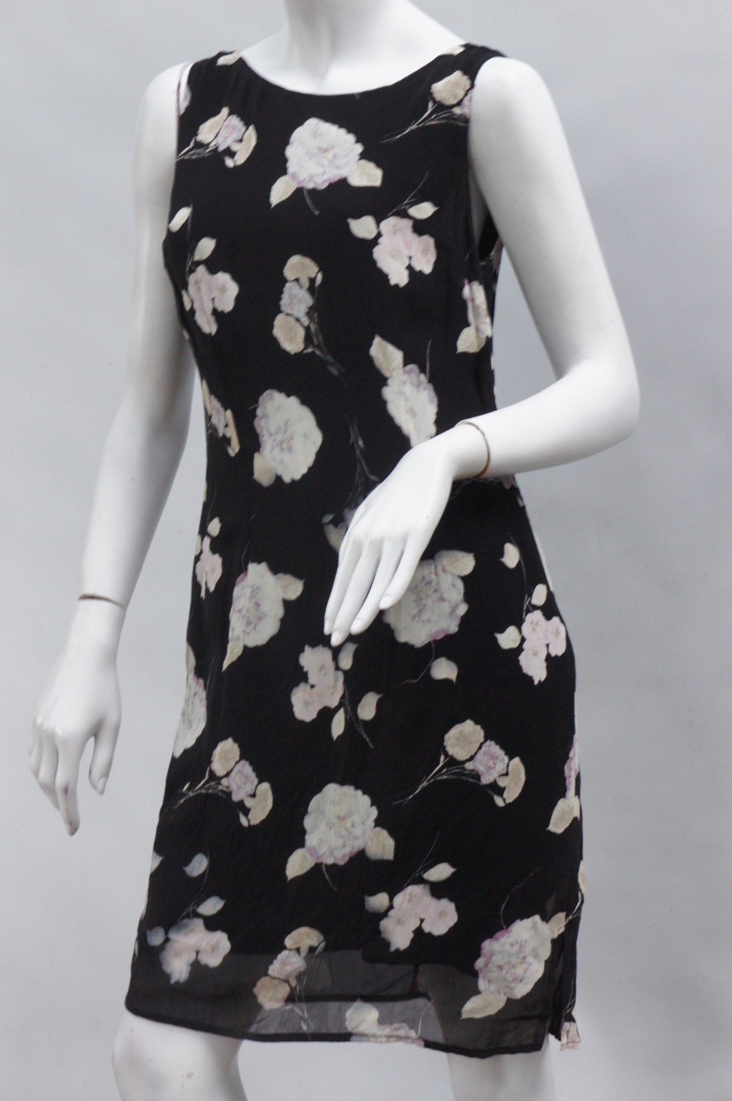 Vintage 90s Floral Print Black Dress by Petite Sophisticate Made In Italy
