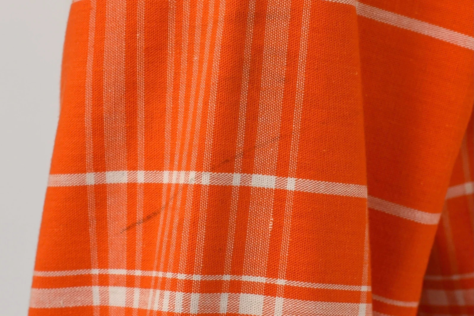 1970s Courreges Hyperbole Orange White Plaid Cotton Coat Jacket Dress