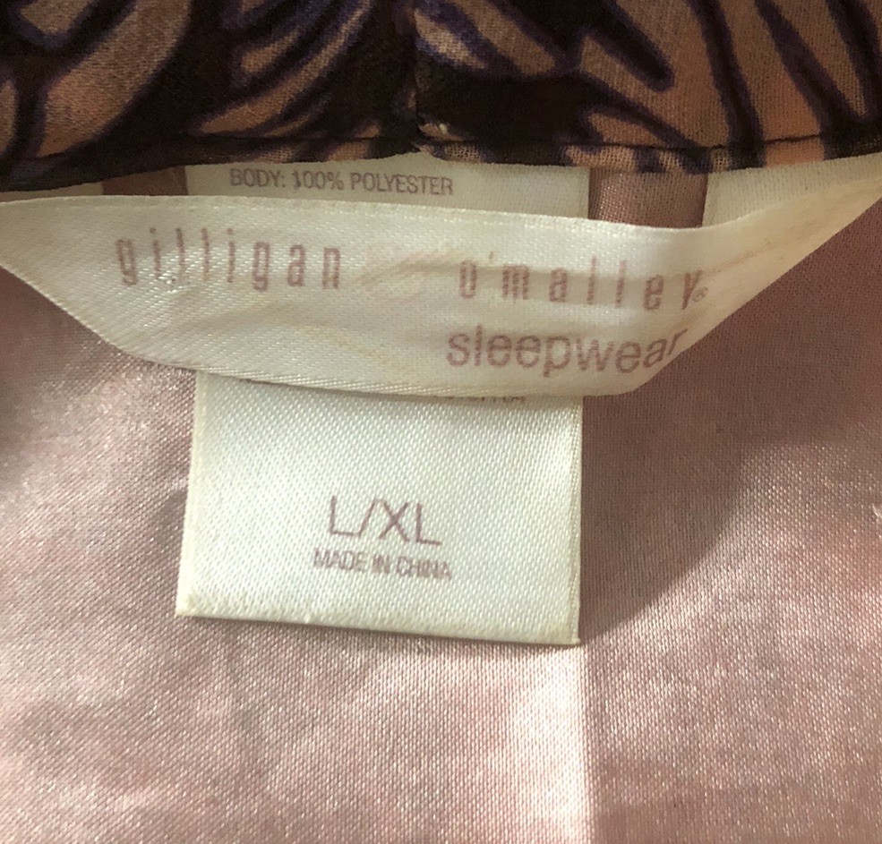 VTG 80s Gilligan & O’Malley Nylon Nightgown & Robe Peignoir Set Brown Pink L/XL